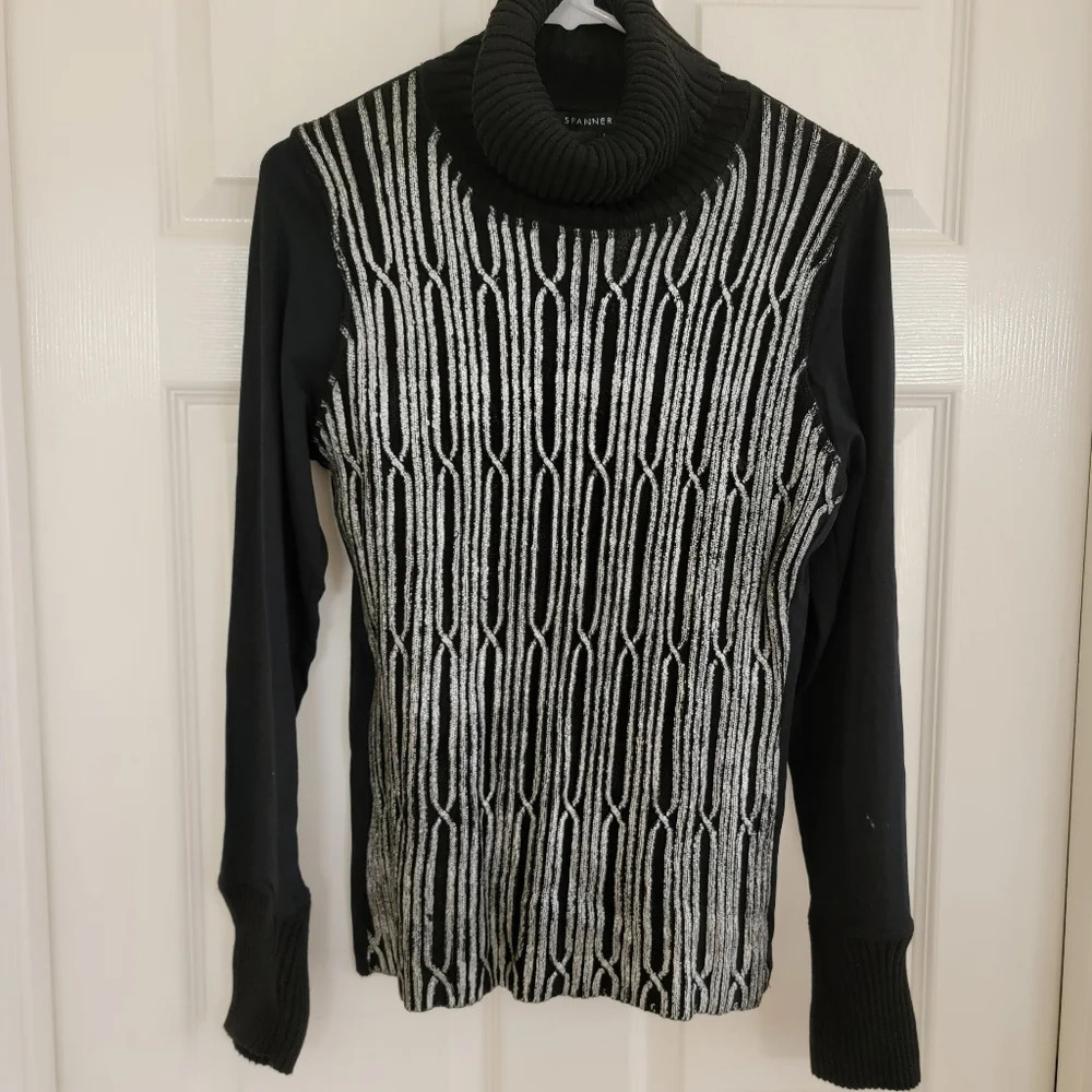 Spanner Metallic Front Turtleneck Sweater